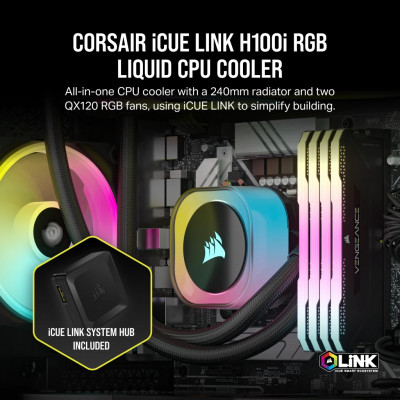Corsair H100I Processor Liquid ?ooling kit 12 cm Black