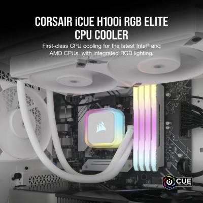 Corsair H100I Elite Processeur Kit de refroidissement du liquide 12 cm Blanc