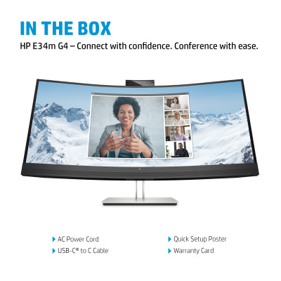 HP Printing & Computing MON: HP E34m G4 34  Conferencing USB-C PD            - 3yrs wty