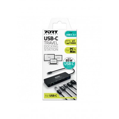 Port Designs 901909 station d'accueil Avec fil USB 3.2 Gen 1 (3.1 Gen 1) Type-C Noir