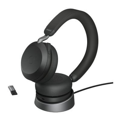 Jabra Evolve2 75 Headset Wired & Wireless Head-band Office/Call center Bluetooth Charging stand