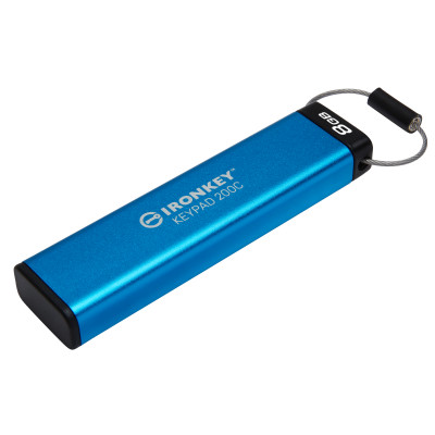 Kingston Technology IronKey Keypad 200 USB flash drive 8 GB USB Type-C 3.2 Gen 1 (3.1 Gen 1) Blue