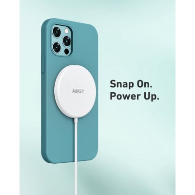 Aukey - Aircore 15W Magnetic Wireless Charger White - Power Supply