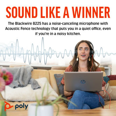 POLY Blackwire 8225 Stereo USB-C Headset +USB-C/A Adapter