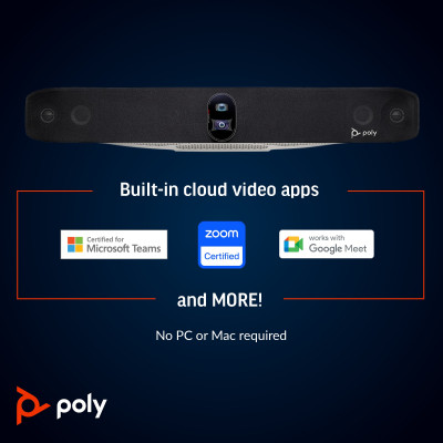 POLY Studio X70 All-In-One Video Bar with TC10 Controller Kit video conferencing systeem 20 MP Ethernet LAN Videovergaderingssysteem voor groepen