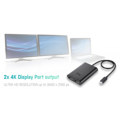 i-tec C31DUAL4KDP USB graphics adapter 3840 x 2160 pixels Black