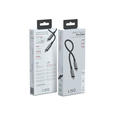LINQ byELEMENTS LQ48028 USB-kabel 0,3 m USB4 Gen 3x2 USB C Zwart, Grijs