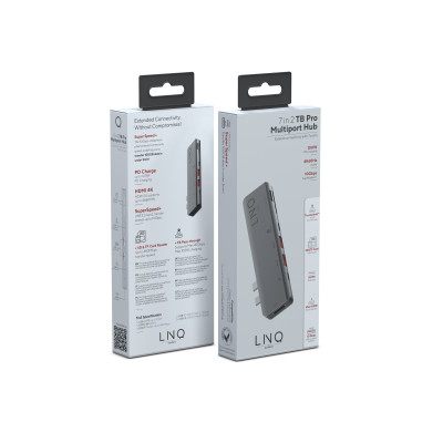 LINQ byELEMENTS LQ48012 interface hub 2 x USB 3.2 Gen 2 (3.1 Gen 2) Type-C 40000 Mbit/s Grey