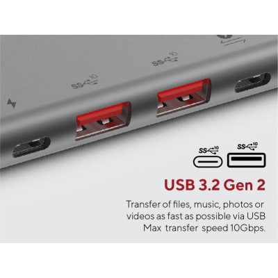 LINQ byELEMENTS LQ48012 hub & concentrateur 2 x USB 3.2 Gen 2 (3.1 Gen 2) Type-C 40000 Mbit/s Gris