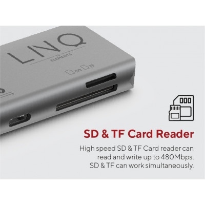 LINQ byELEMENTS LQ48012 hub & concentrateur 2 x USB 3.2 Gen 2 (3.1 Gen 2) Type-C 40000 Mbit/s Gris