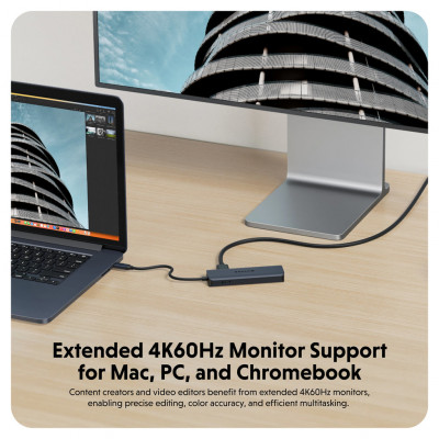 HYPER HD4003GL USB 3.2 Gen 1 (3.1 Gen 1) Type-C 10000 Mbit/s Blue, Grey