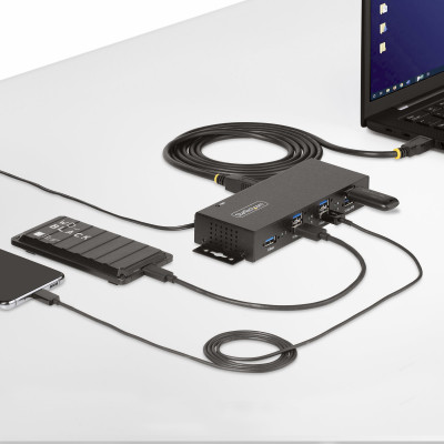 StarTech.com 5G7AINDRM-USB-A-HUB hub & concentrateur USB 3.2 Gen 1 (3.1 Gen 1) Type-B 5000 Mbit/s Noir