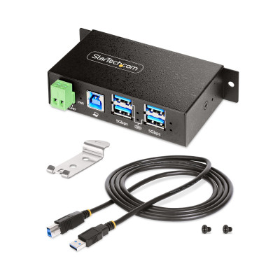 StarTech.com 5G4AINDRM-USB-A-HUB hub & concentrateur USB 3.2 Gen 1 (3.1 Gen 1) Type-B 5000 Mbit/s Noir