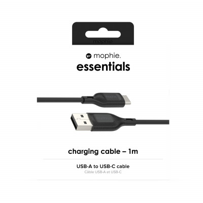 mophie essentials charging cables | 1M USB cable USB 2.0 USB A USB C Black