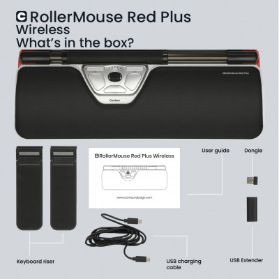 Contour Design RollerMouse Red Plus souris Ambidextre RF Wireless + Bluetooth + USB Type-A 2800 DPI