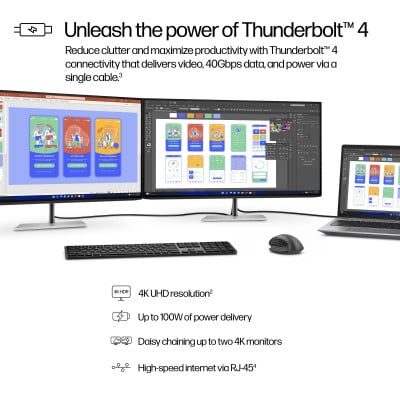 HP Series 7 Pro 31.5 inch 4K Thunderbolt 4 Monitor - 732pk computer monitor 80 cm (31.5") 3840 x 2160 pixels 4K Ultra HD Black, Silver