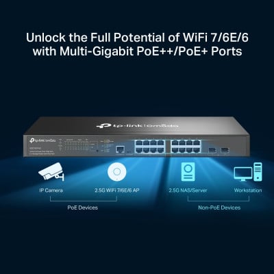 TP-Link Omada SG3218XP-M2 commutateur réseau Géré L2+ 2.5G Ethernet (100/1000/2500) Connexion Ethernet, supportant l'alimentation via ce port (PoE) 1U Noir