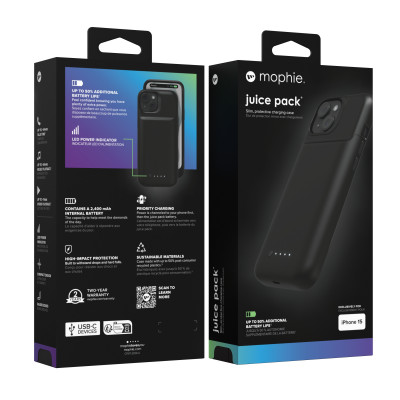 mophie Juice Pack mobile phone case 15.5 cm (6.1") Cover Black