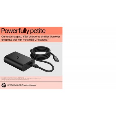 HP 65W GaN USB-C Laptop Charger power adapter/inverter Indoor Black