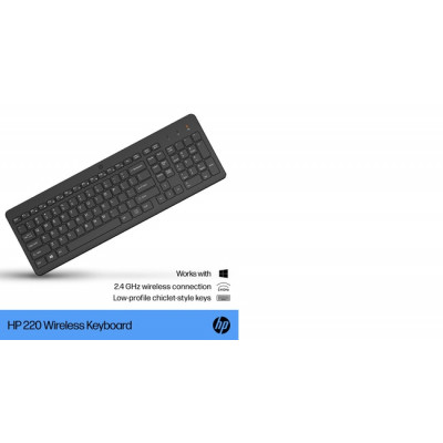 HP 220 Wireless Keyboard toetsenbord RF Draadloos Zwart