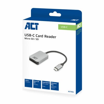Act USB-C card reader for SD and micro SD