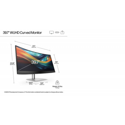 HP Series 7 Pro 39.7 inch 5K2K Conferencing Monitor-740pm écran plat de PC 100,8 cm (39.7") 5120 x 2160 pixels 5K Ultra HD Noir, Argent