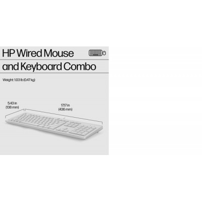 HP 225 Wired Mouse and Keyboard Combo White clavier Souris incluse USB Blanc