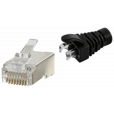 RJ45 CAT5e SHIELDED EASY CONNECTOR+BLACK BOOT - 50-PAC