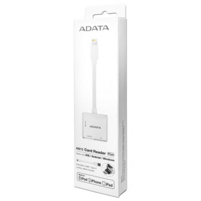 Adata Lightning Crd Reader AI910 SD&#47;microSD Wh