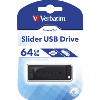 Verbatim USB DRIVE 2.0 STORE N GO SLIDER 64GB BLA