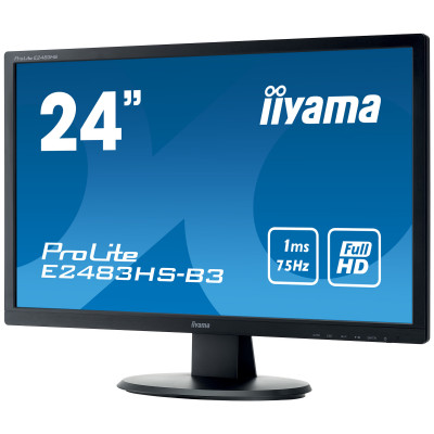 IIYAMA 24''FHD TN Panel HDMI DP VGA 1MS Speakers Black E2483HS-B3