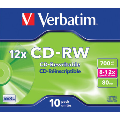 Verbatim CD-RW&#47;700MB 80Min 12x HiSpeed JC 10pk