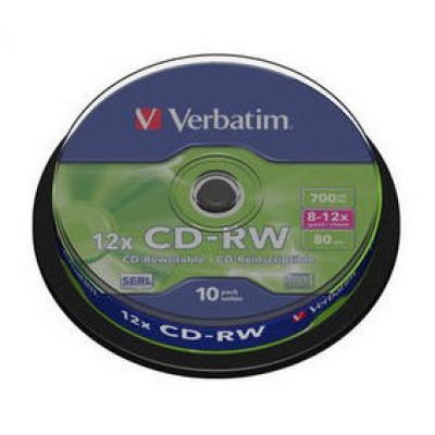 Verbatim CD-RW&#47;700MB 80Min 10x Speed Cake10pk