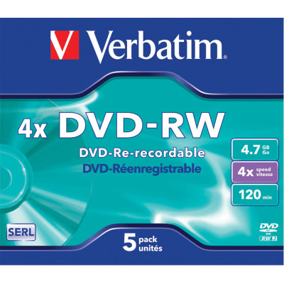 Verbatim DVD-RW&#47;4.7GB 4x AdvAZO JewelCase 5pk