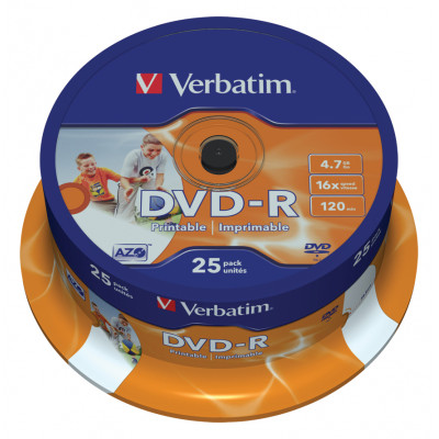 Verbatim DVD-R&#47;4.7GB 16x AdvAZO Spdl 25pk WidePrt