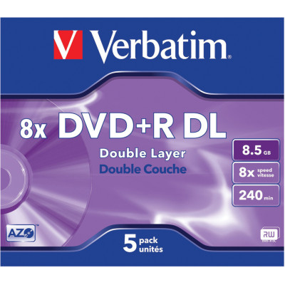 Verbatim DVD+R&#47;8.5GB 8x AdvAZO Double Layer 5pk