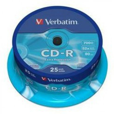 Verbatim CD-R&#47;700MB 80Min 52x DataLife Spdl 25pk