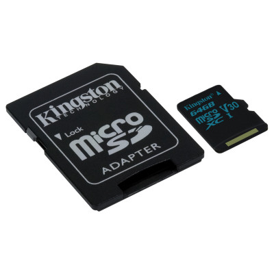 Kingston 64GB SDXC 90R/45W U3 UHS-I V30+SD Adap