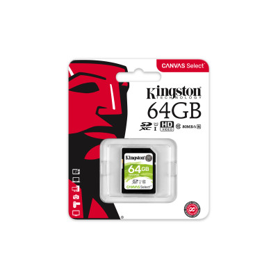 Kingston 64GB SDXC Canvas Select 80R CL10 UHS-I