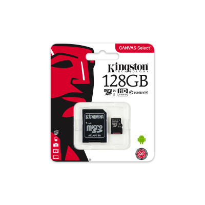 Kingston 128GB microSDXC Canvas Card+SD Adapter