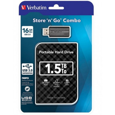 Verbatim Store N Go Portable HD USB 3.0 1.5TB+16G
