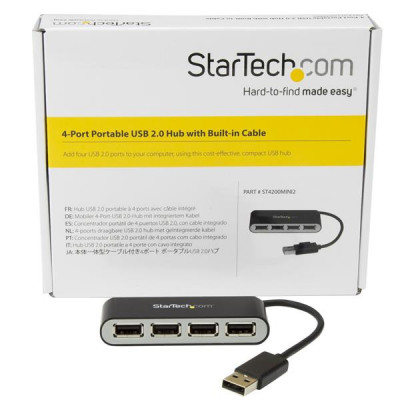StarTech 4 Port Portable USB 2.0 Hub with Cable