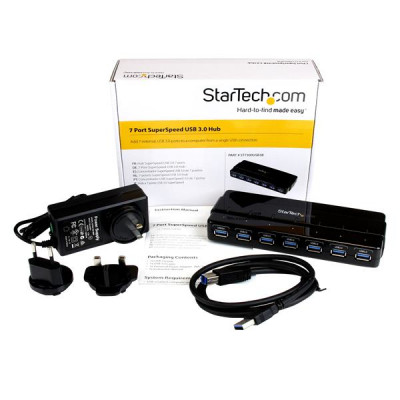 StarTech 7 Port SuperSpeed USB 3.0 Hub w/Adapter