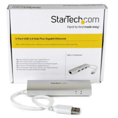 StarTech 3 Port Portable USB 3.0 Hub plus GbE