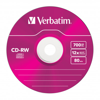 Verbatim CD-RW&#47;700MB 80Min 12x HiSpeed SC Col 5pk