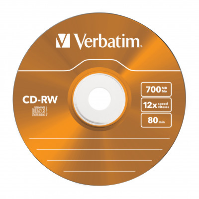 Verbatim CD-RW&#47;700MB 80Min 12x HiSpeed SC Col 5pk