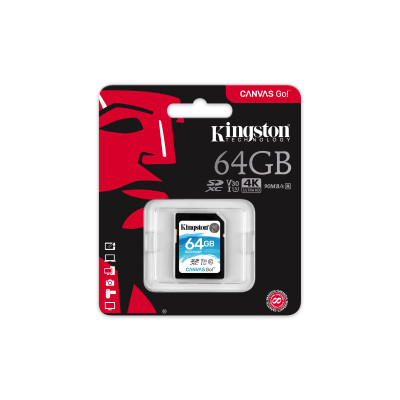 Kingston 64GB SDXC Canvas Go 90R&#47;45W CL10 U3 V30