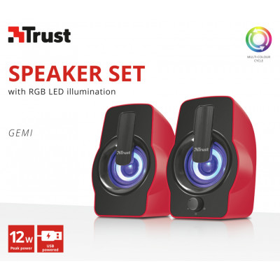 TRust Gemi RGB 2.0 Speaker Set - red