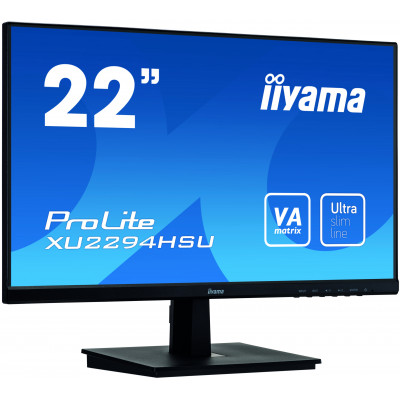 IIYAMA 22" Ultra Slim 1920x1080  VGA HDMI DP USB  4ms Black