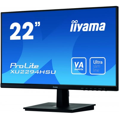 IIYAMA 22" Ultra Slim 1920x1080  VGA HDMI DP USB  4ms Black